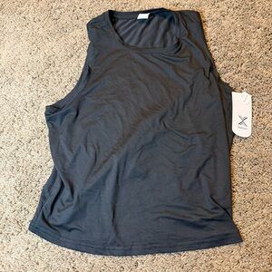 New Xersion black high neck activewear tank top quick dry size Large
